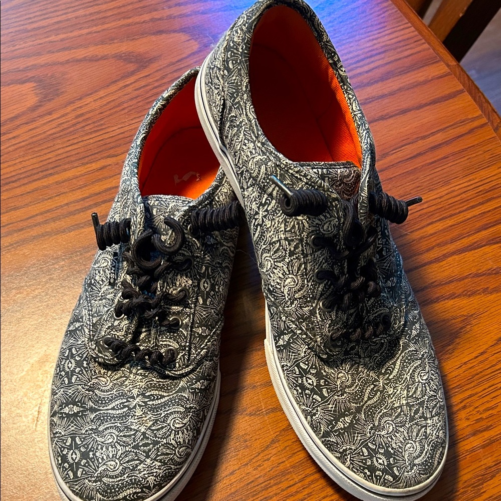 Vans Black and White Paisley Canvas Sneaker